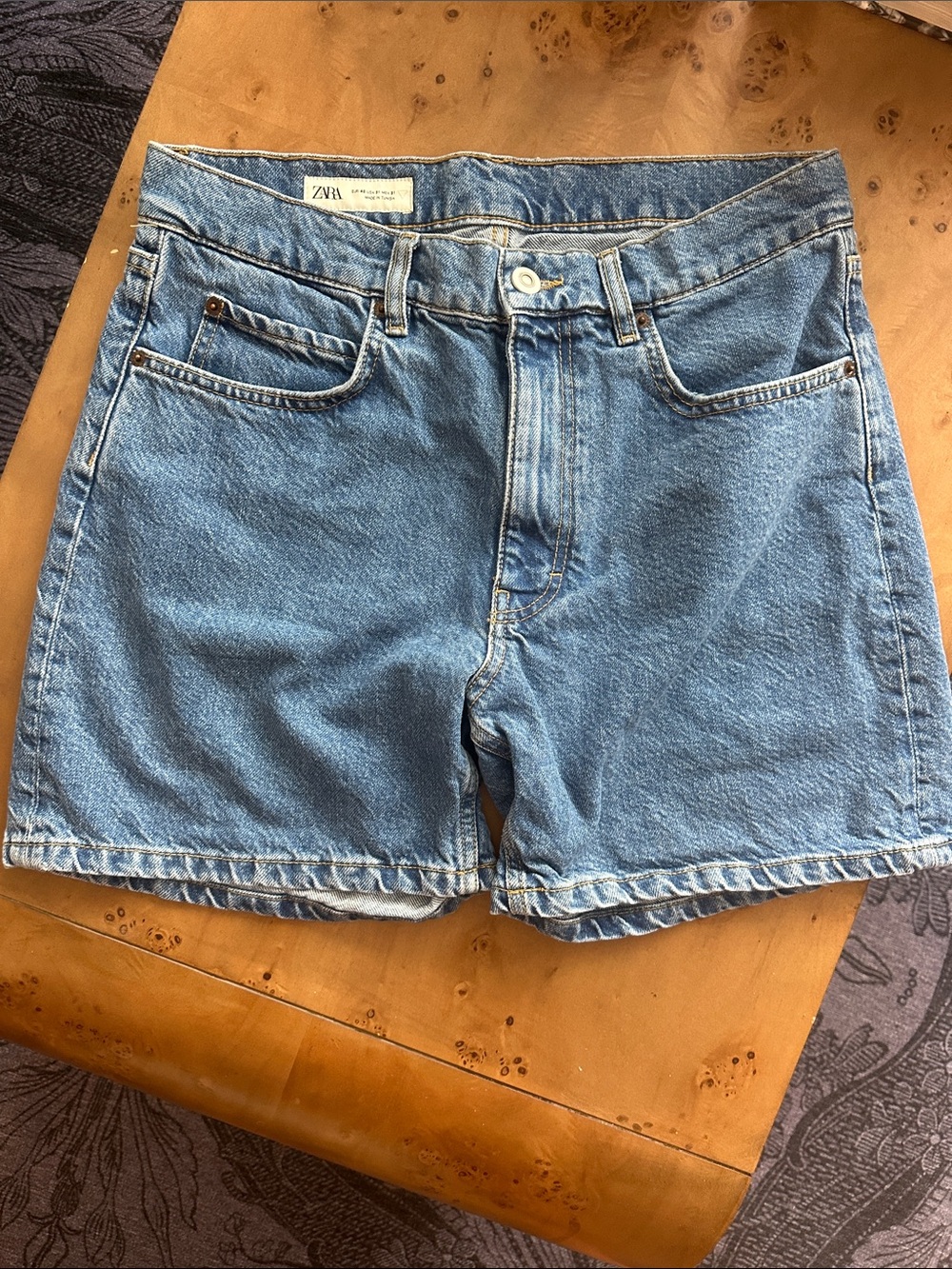Zara Light Blue Denim Shorts - High-Rise Five-Pocket
